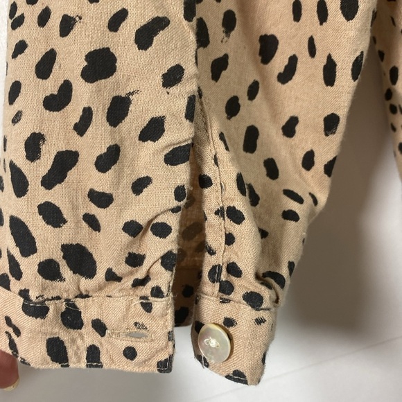 The Limited Linen Blend Animal Print Popover Blouse Size M - Picture 6 of 9